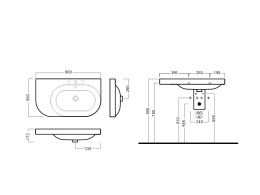 Фото Раковина с левым крылом Hatria Daytime (Y0YZ01) белый