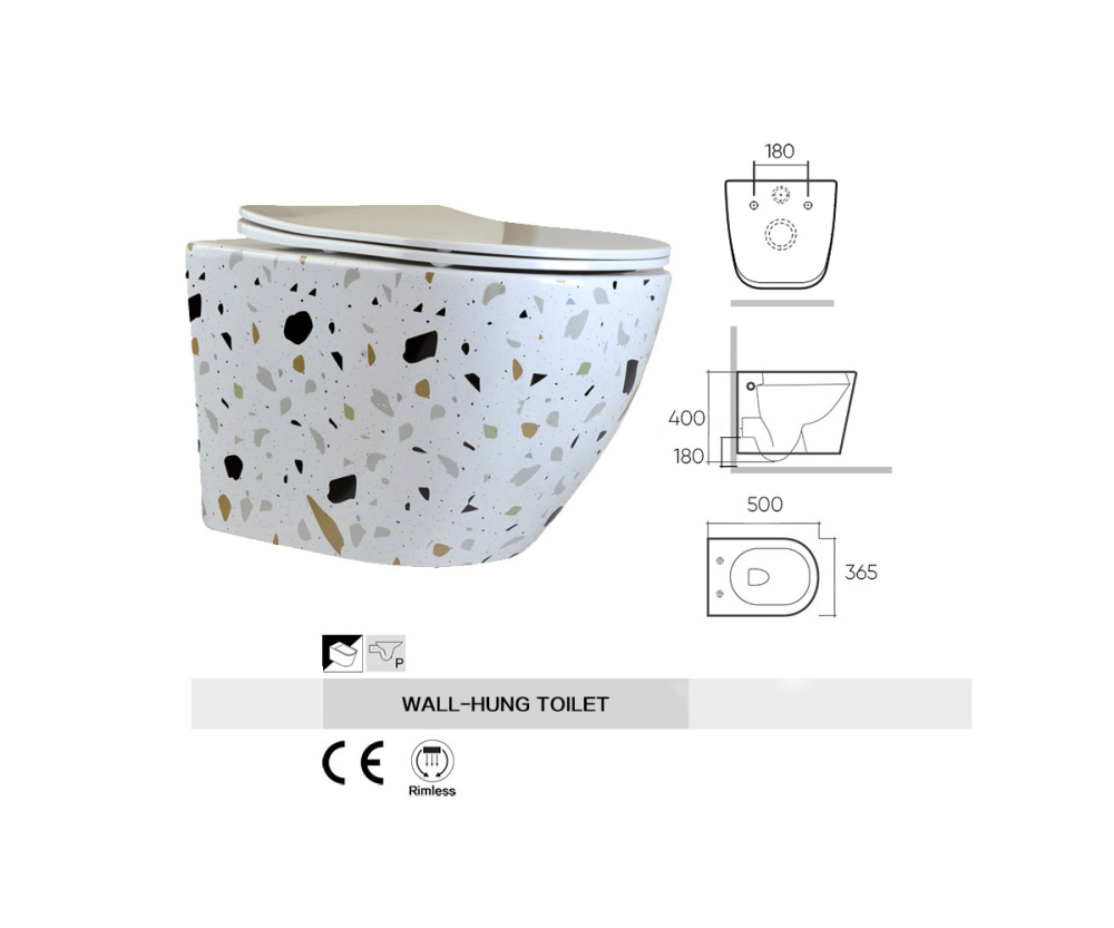 Унитаз подвесной Bronze de Luxe Terrazzo (2092-W) Разноцветный