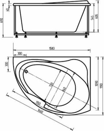 Фото Акриловая ванна 160x120 Aquatek (ALT160-0000067), асимметричная