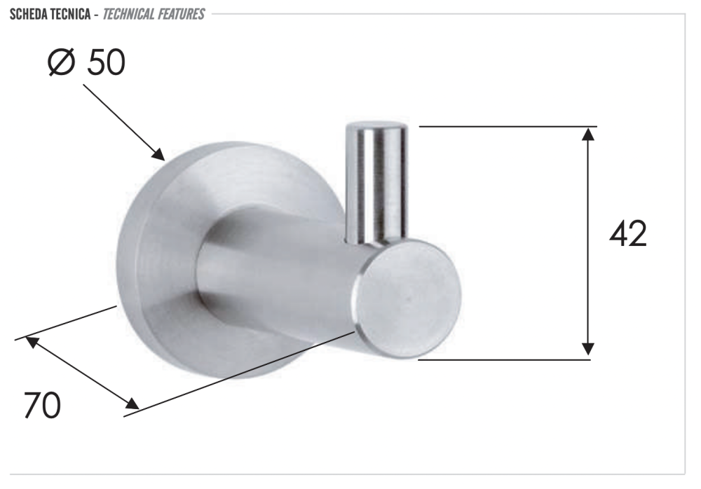 Фото Крючок Remer Minimal INOX Mi50INOXCR, нержавеющая сталь