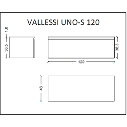 Armadi Art Flat 897-120-A glossy Ящик под столешницу 120см АНТРАЦИТ глянец VALLESSI UNO-S