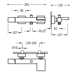Фото Смеситель для ванны с душевым набором Tres Project 21117001NM черный матовый