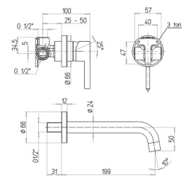 Фото Смеситель для раковины Paini Brera 74PJ208 золото
