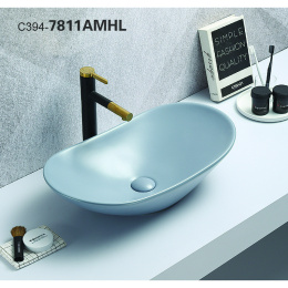 Раковина 61,5 см CeramaLux (7811AMHL-4голубой) Овальная