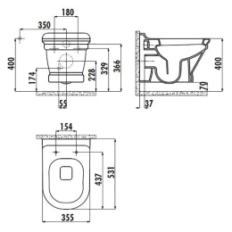 CREAVIT ANTIK AN320-00SI00E-AK00 (AN320.40010) Чаша унитаза с биде ЧЕРНЫЙ