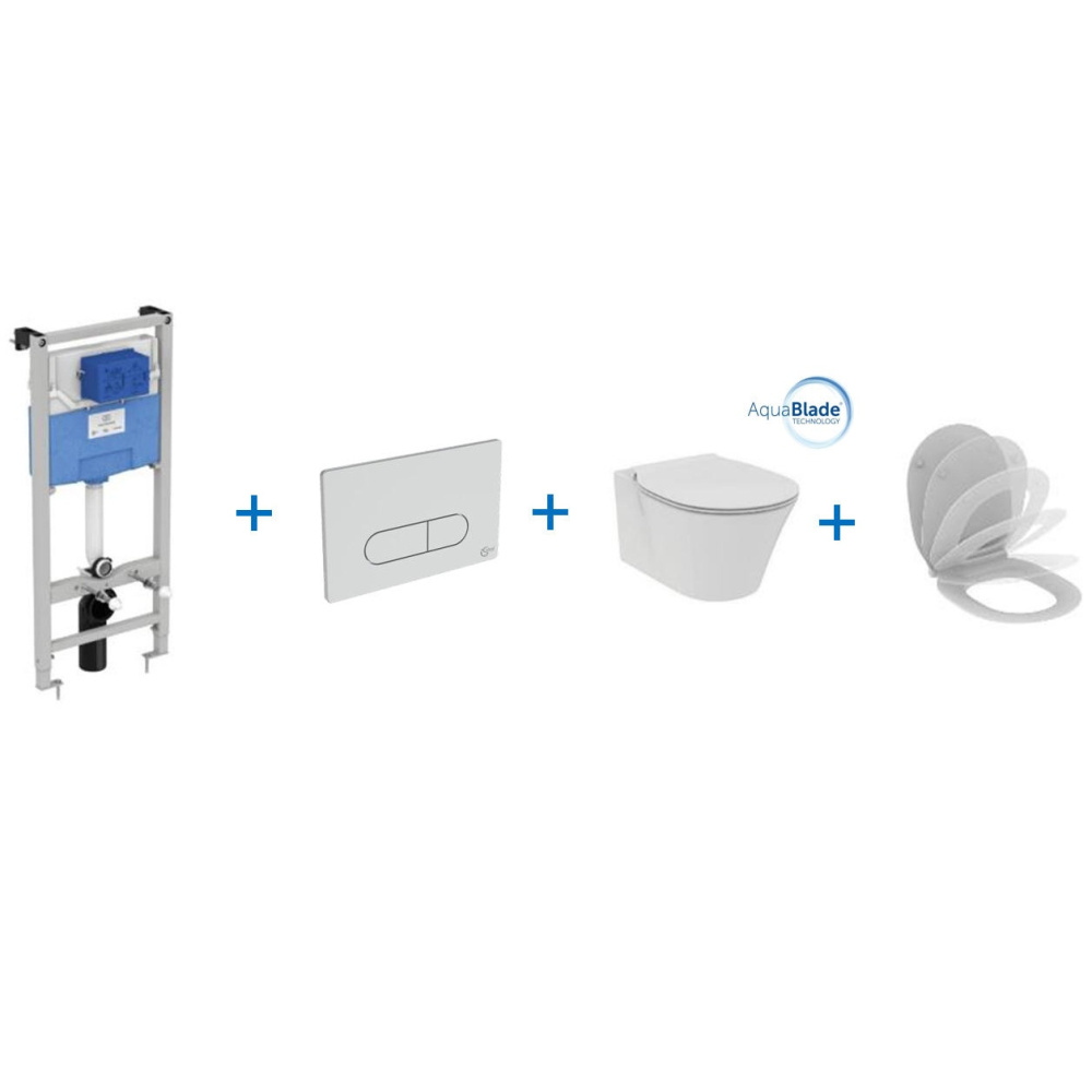 Инсталляция Ideal Standard ProSys R031001 с унитазом Connect Air AquaBlade E005401, сиденье микролиф