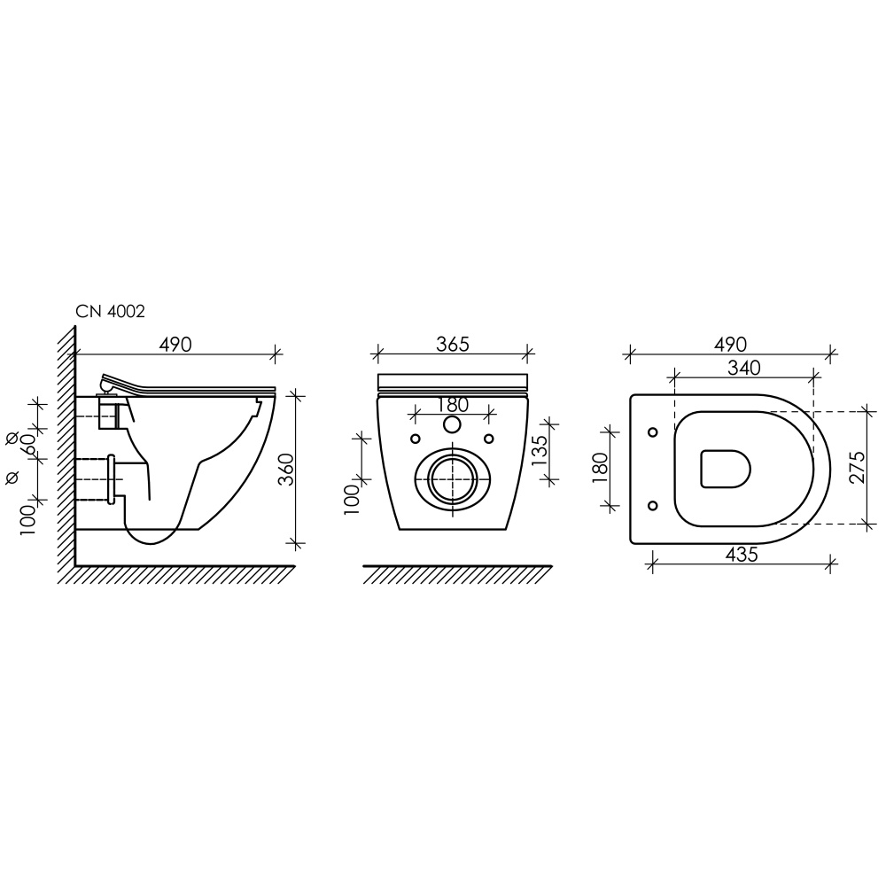 Подвесной унитаз Ceramica Nova CN4002_1002B_1000 Сет 4 в 1 Rimless с системой инсталляции
