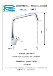 Смеситель Remer для кухни RR R42U   35mm