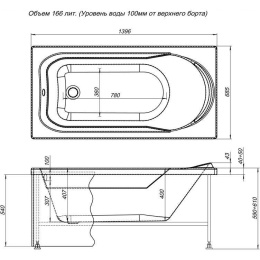 Акриловая ванна 140x70 Aquanet (00204052), прямоугольная