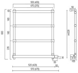 Фото Полотенцесушитель электрический Margaroli Sole 542 BOX 5424704OBB, старая бронза