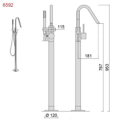 Фото Смеситель для  ванны напольный Giulini Futuro черный матовый   F6592NO