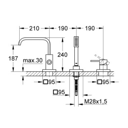 Grohe Allure 19316000 Смеситель для ванны, на бортик