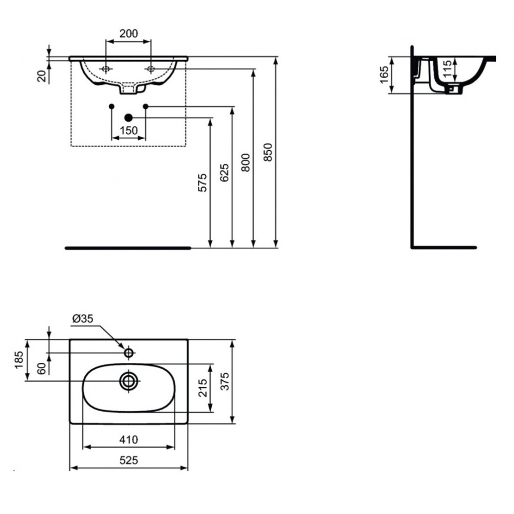 Раковина Ideal Standard Tesi Vanity 53 см, белый, T351101
