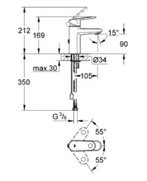 Фото Europlus II Смеситель однорычажный для раковины, цепочка