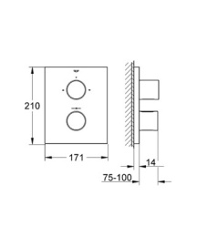 Grohe Grohtherm F 27618000 Термостат для ванны, встраиваемый без излива