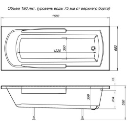 Акриловая ванна 170x70 Aquanet (00203931), прямоугольная