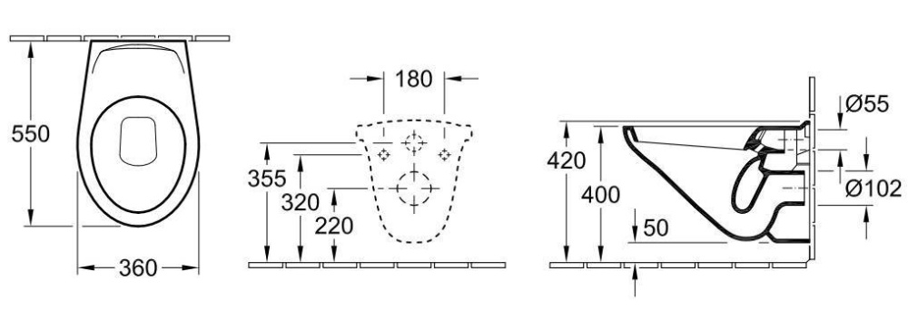 Подвесной унитаз 76771001 VILLEROY BOCH O'NOVO