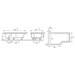 Ванна акриловая Jacob Delafon Bain Douche NEO E6D000-00 160 х 90 х 70, левая/правая