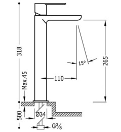 Фото Смеситель для раковины Tres Loft 20010305NED хром/черный