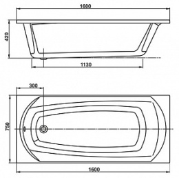 Фото Акриловая ванна 160x75 Vagnerplast (VPBA160EBO2X-04), прямоугольная, Гидромассаж: нет