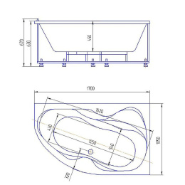 Акриловая ванна 170x105 Aquatek (VEG170-0000083), асимметричная