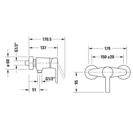 Смеситель для душа Duravit B.2 B24230000010, хром