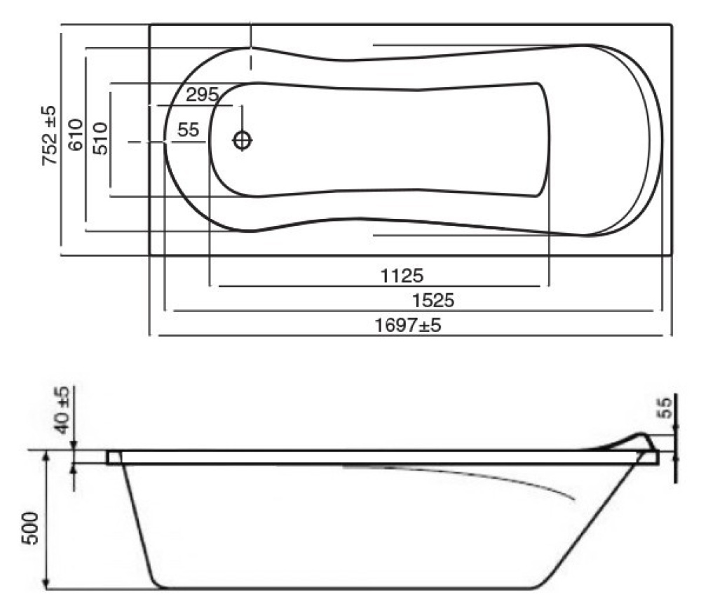 Фото Акриловая ванна 170x75 Roca (ZRU9302870), прямоугольная