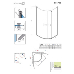 Душевой уголок Radaway Eos PDD 90x90 профиль Хром стекло Интимато 37603-01-12N