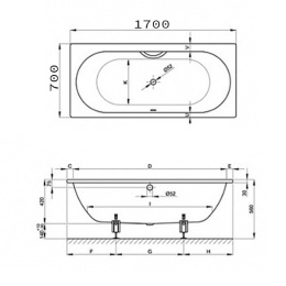 Стальная ванна Bette STARLET 1730-000 170x70 с шумоизоляцией, белая