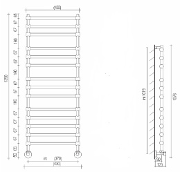 Полотенцесушитель водяной Margaroli Sole 4643711CRN, высота 107.6 см, ширина 43, хром