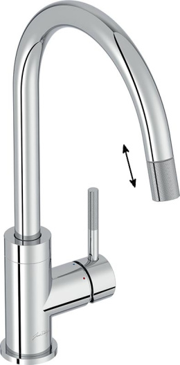 Фото Смеситель Jacob Delafon Edgar E23309-CP для кухонной мойки, с выдвижным изливом