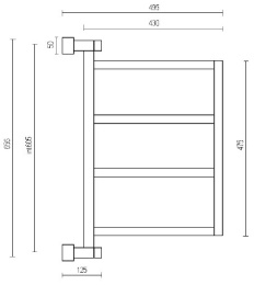 Фото Полотенцесушитель водяной Margaroli Brezza 700 7004704CRN, высота 65.6 см, ширина 49.5 см, хром