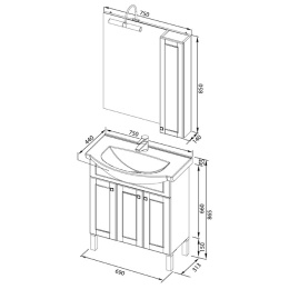 Мебель для ванной Aquanet Честер 75 черный/серебро