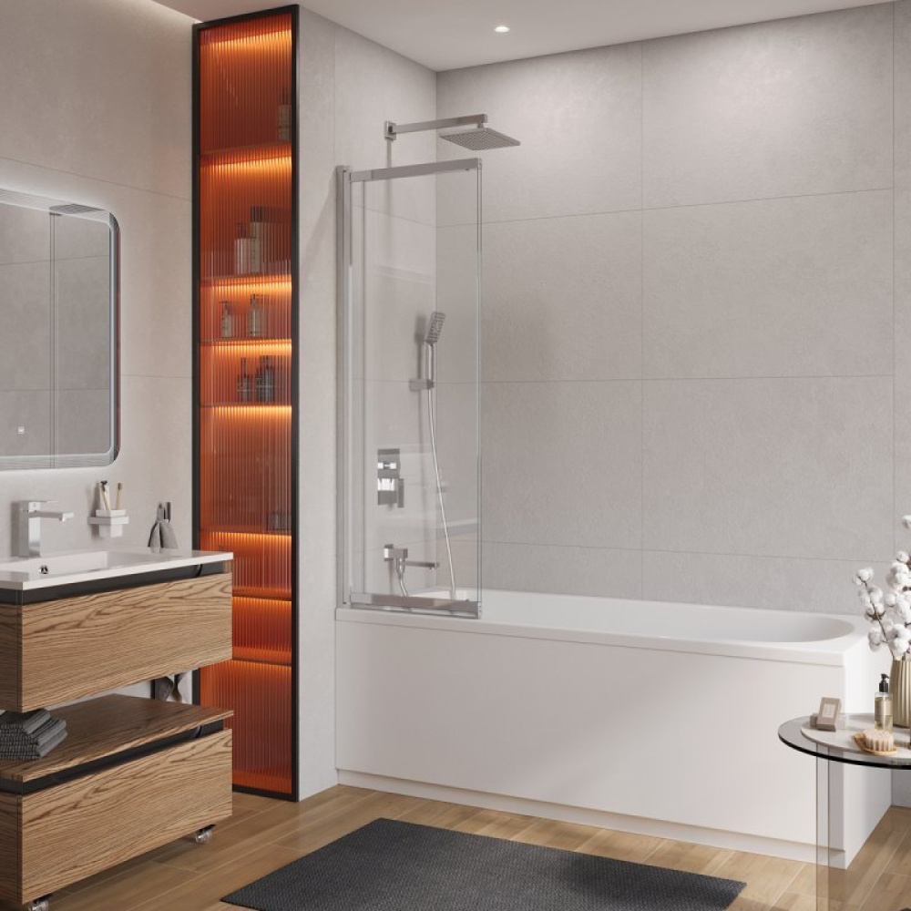 Шторка для ванны Cezares Slider SLIDER-VF-11-90/150-C-Cr, стекло прозрачное