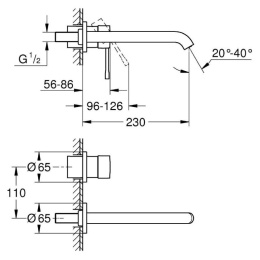 Grohe Essence New 19967001 Смеситель для раковины настенный встраиваемый