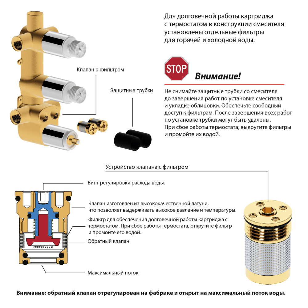 Фото Душевая система встроенная с термостатом Timo Tetra-thermo SX-0179/17SM золото матовое