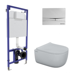 047253 Комплект BERGES для монтажа подвесного унитаза: инсталляция NOVUM525, кнопка F3 хром глянец, 