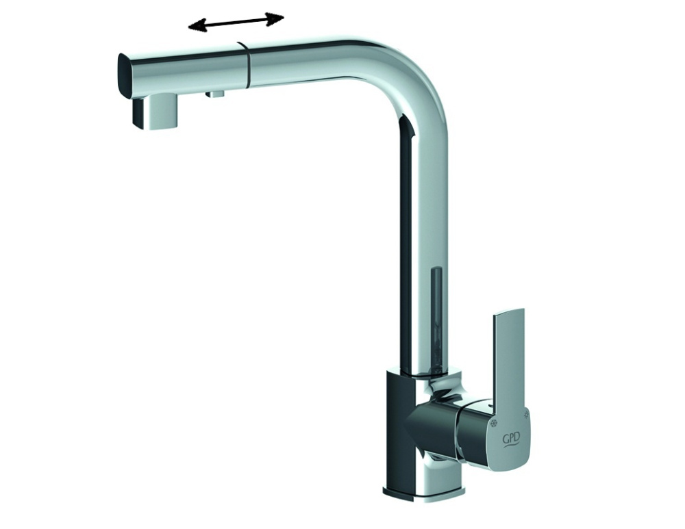 Фото Смеситель GPD Pedra MES160, для кухонной мойки, хром