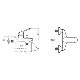 Фото Смеситель Jacob Delafon Lucien E20848-CP для ванны и душа, хром