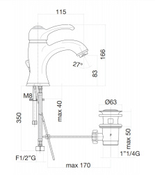 Фото Смеситель на раковину Fiore Jafar 47OO5221, золото