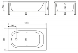 Акриловые ванны 140 см Акриловая ванна 140x70 BelBagno (BB101-140-70), прямоугольная
