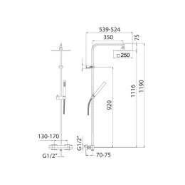 Душевая стойка с термост.смесителем верхним и ручным душем Mamoli Shower Systems 383708420021 Chrom
