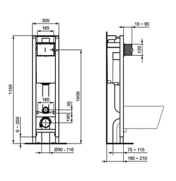 Инсталляция Ideal Standard ProSys Eco Frame M W220101 с унитазом Connect E803501, сиденье микролифт 