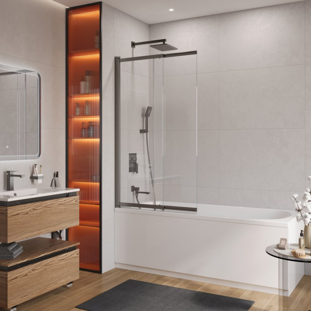 Шторка для ванны Cezares Slider VF-11-100/150-C-Cr, стекло прозрачное