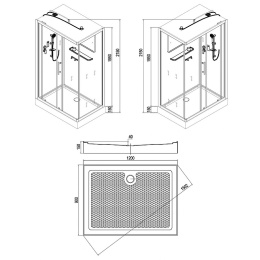 Фото Душевая кабина 120x90 Esbano ES-L129CKR (ESKL129CKR) белый, Без гидромассажа, Поддон низкий