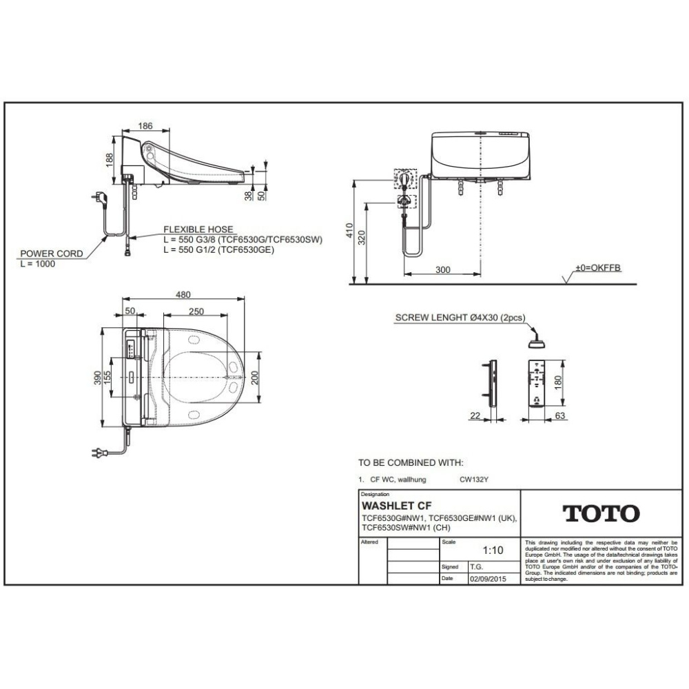 Подвесной унитаз TOTO CF CW132Y+ Washlet TCF6530G