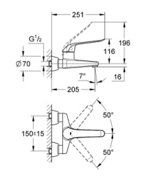 Grohe Euroeco Special 32778000 Смеситель для раковины, настенный