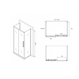 Душевой уголок Abber Schwarzer Diamant (AG30120BH-S80B-S80B)