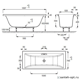 Акриловая ванна 170x70 Jacob Delafon (E60340-00), прямоугольная