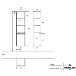 Villeroy Boch Collaro C03300VH Шкаф пенал для ванной комнаты, петли слева (Arizona Oak)